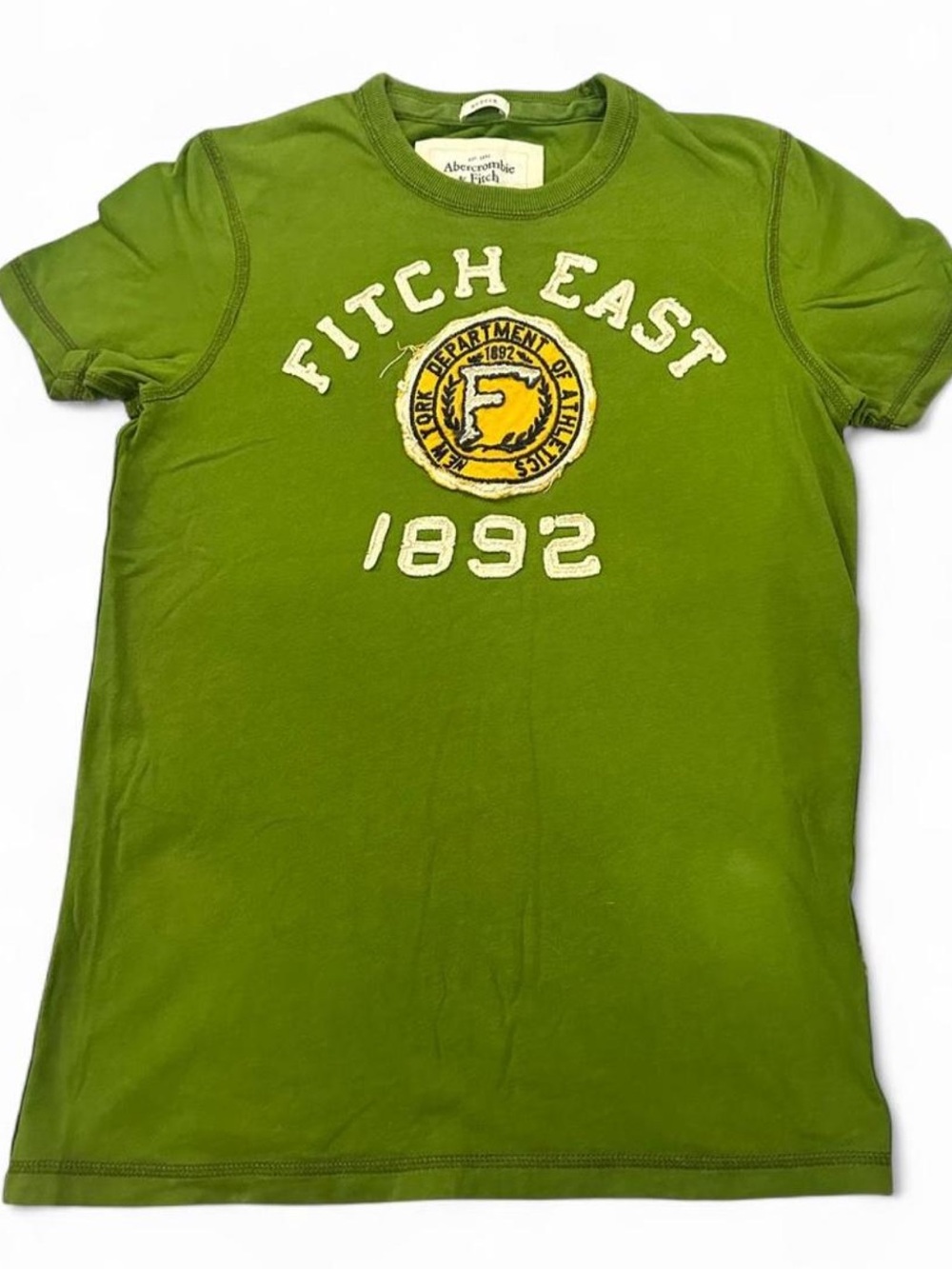 Abercrombie & Fitch Green Graphic 'Fitch East 1892' Tee with Yellow Crest